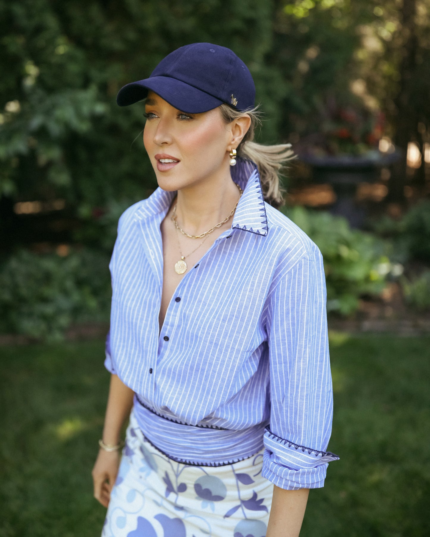 Navy Organic Cotton Stretch Twill