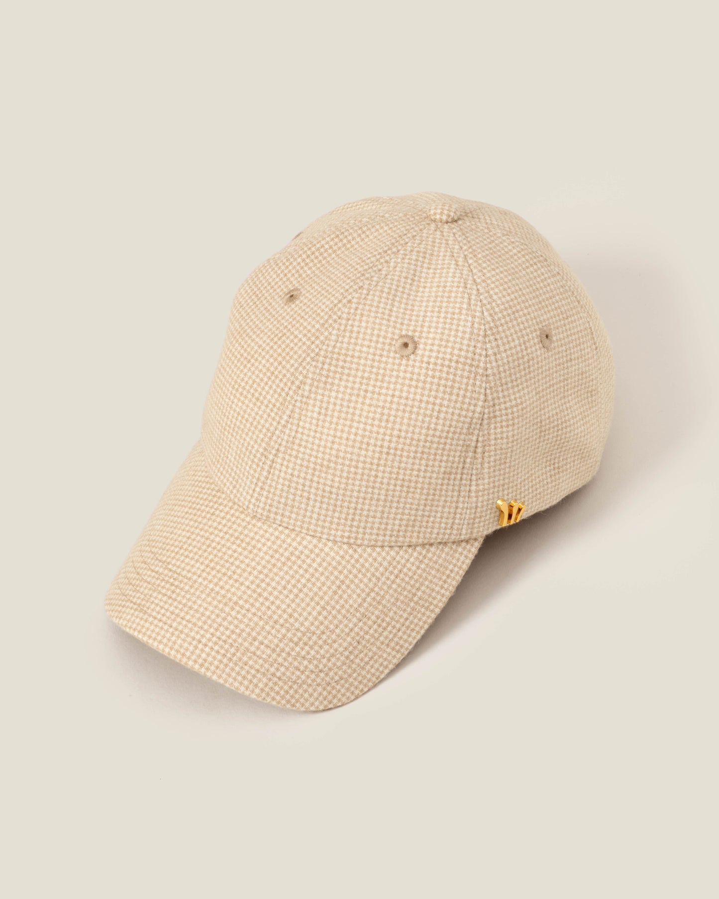 Beige Wool Houndstooth