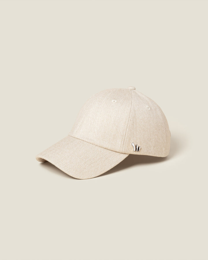 Courchevel Wool women’s baseball cap by CHORD in ivory wool with silver-plated hardware