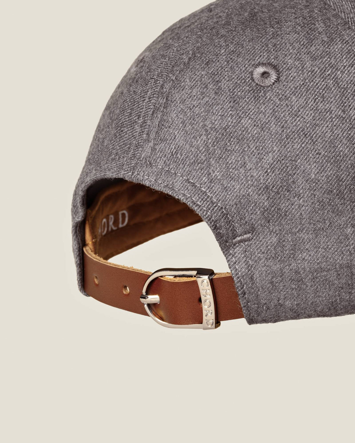 Heather Gray Wool women’s baseball cap by CHORD in heather gray wool with silver-plated hardware