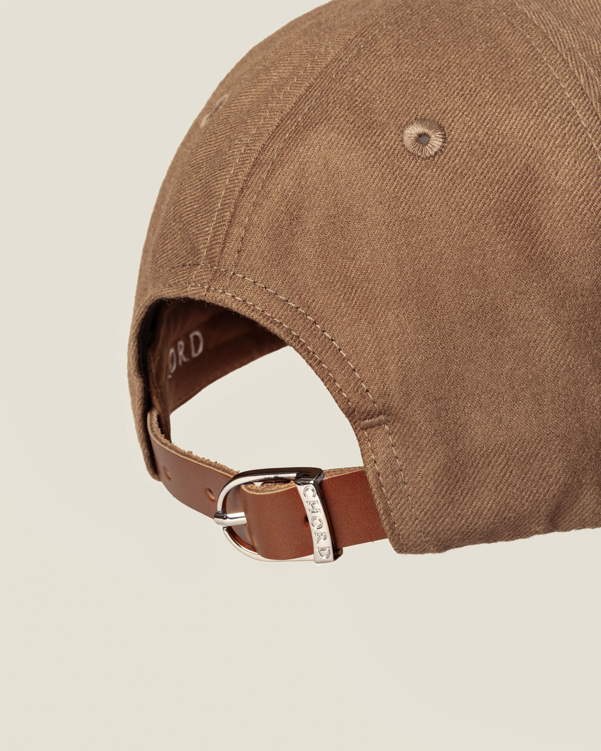 Deep Camel Wool women’s baseball cap by CHORD in camel wool with silver-plated hardware