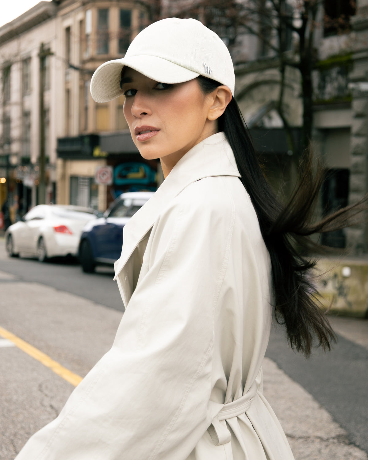 Ivory Organic Cotton Stretch Twill with Silver Hardware