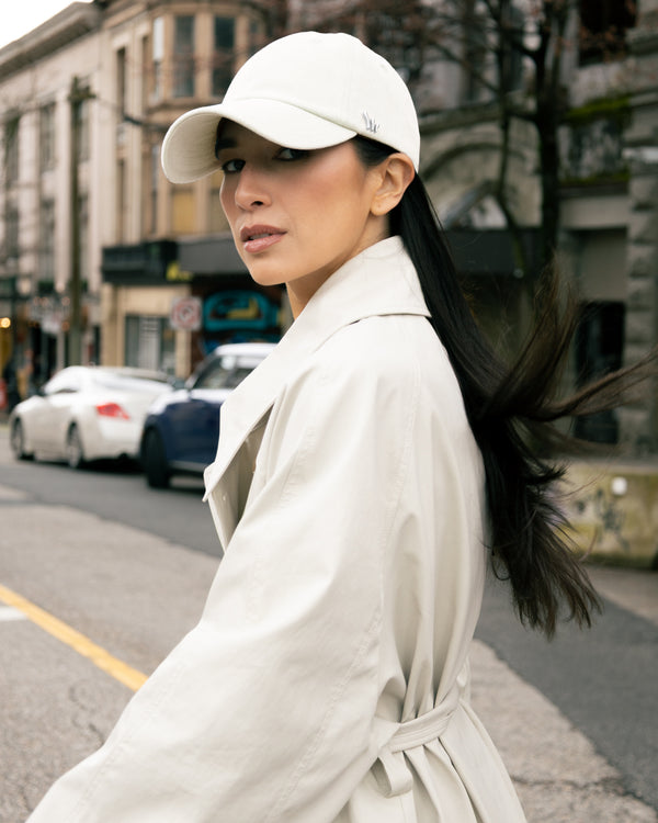 Ivory Organic Cotton Stretch Twill with Silver Hardware