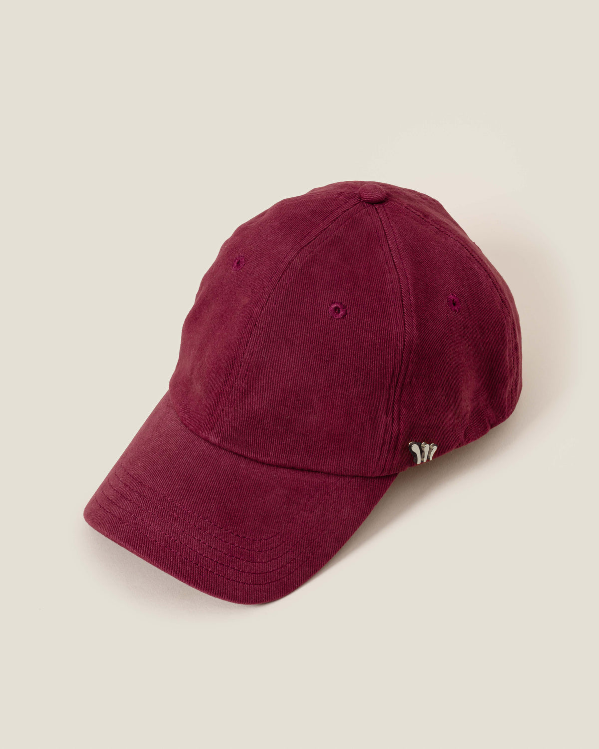 Maroon Organic Cotton Stretch Twill with Silver Hardware