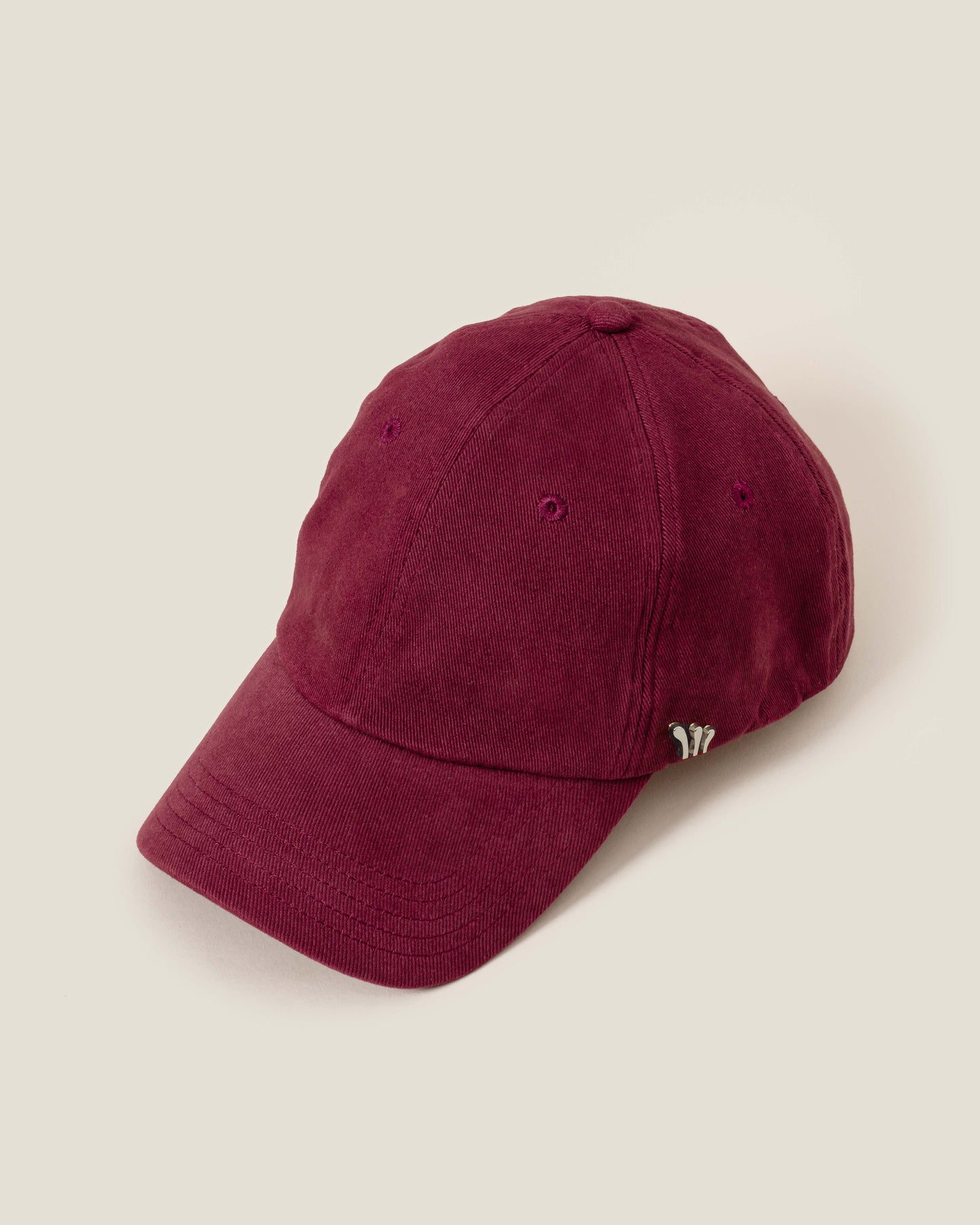 Maroon Organic Cotton Stretch Twill with Silver Hardware