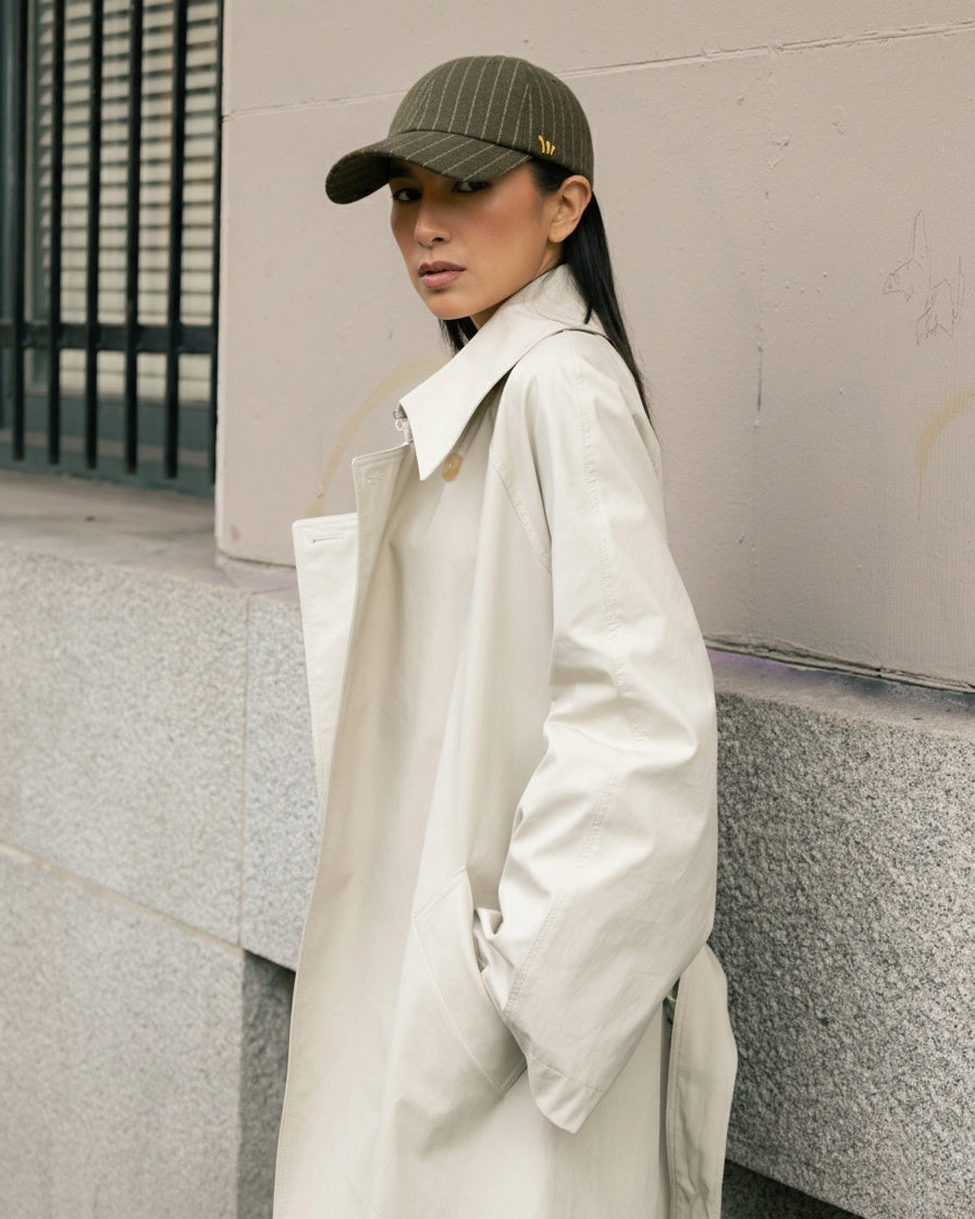 Olive Wool Pinstripe