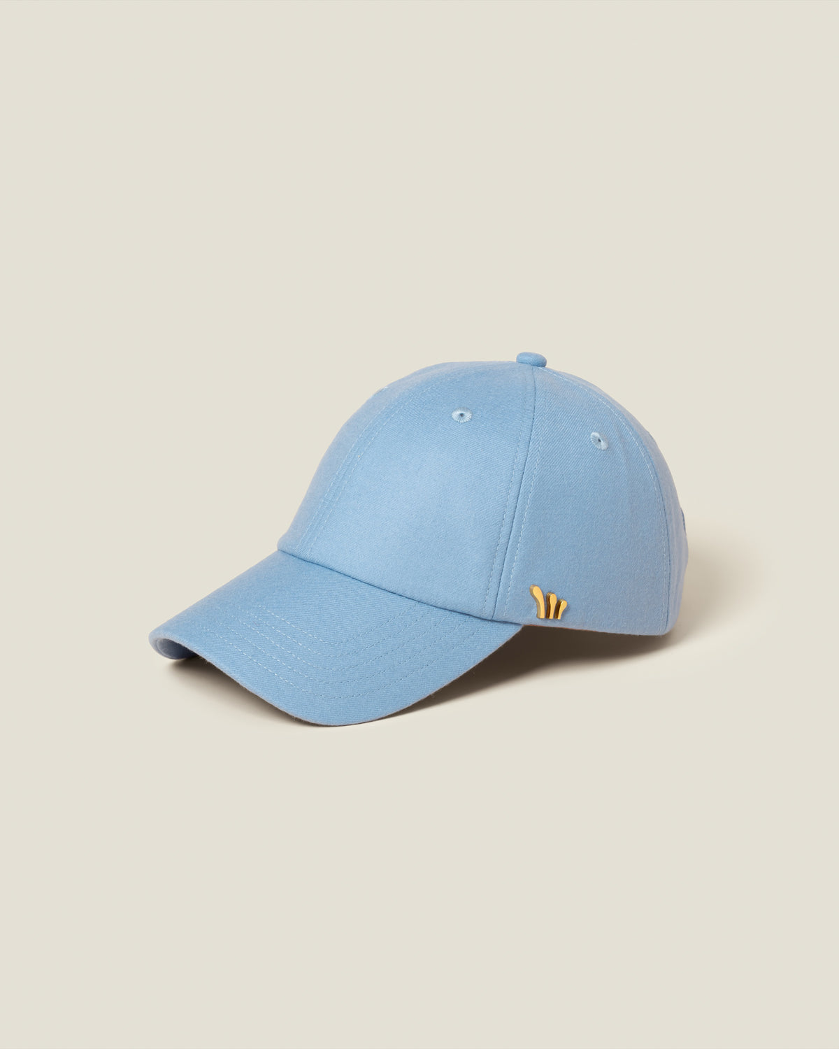 St. Moritz Wool women’s baseball cap by CHORD in light blue wool with gold-plated hardware