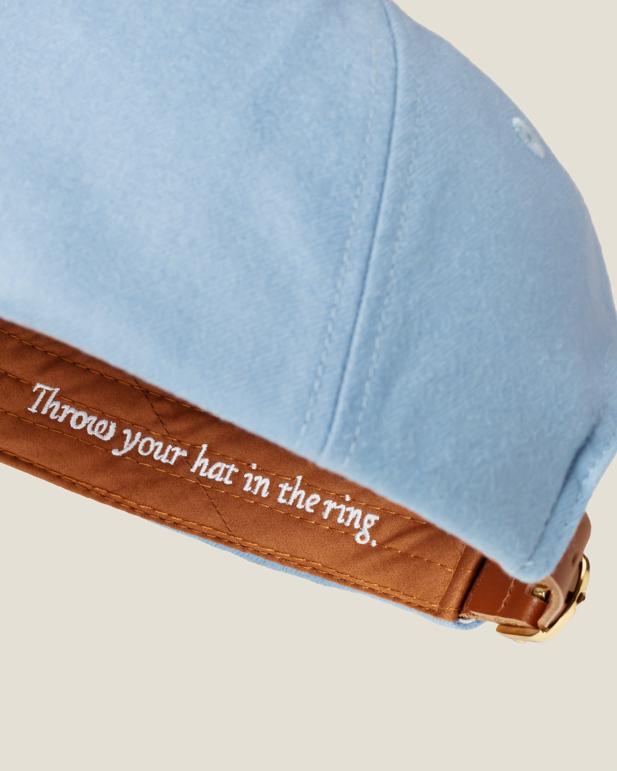 St. Moritz Wool women’s baseball cap by CHORD in light blue wool with gold-plated hardware